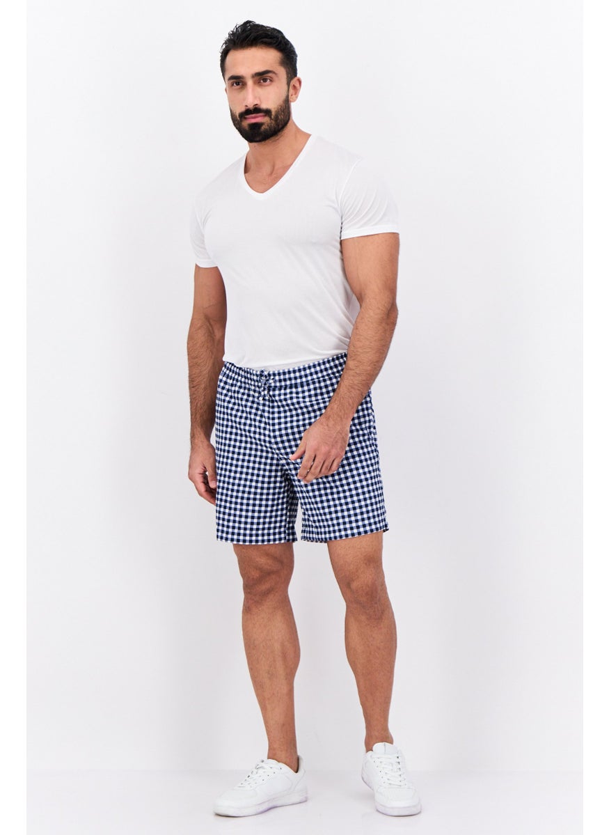 Jack Jones - Men Regular Fit Drawstring Checkered Basic Shorts, Black - Image 1