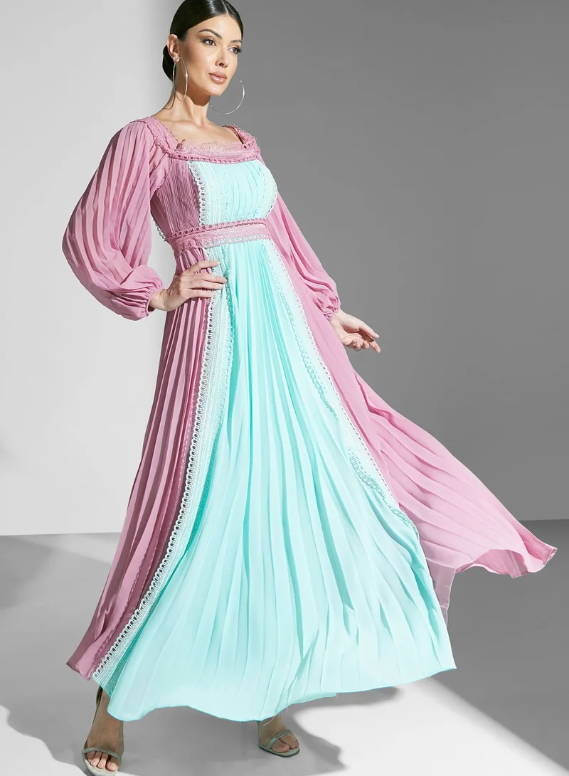 True Decadence Color Block Bardot Dress