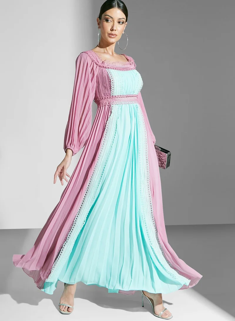 True Decadence Color Block Bardot Dress