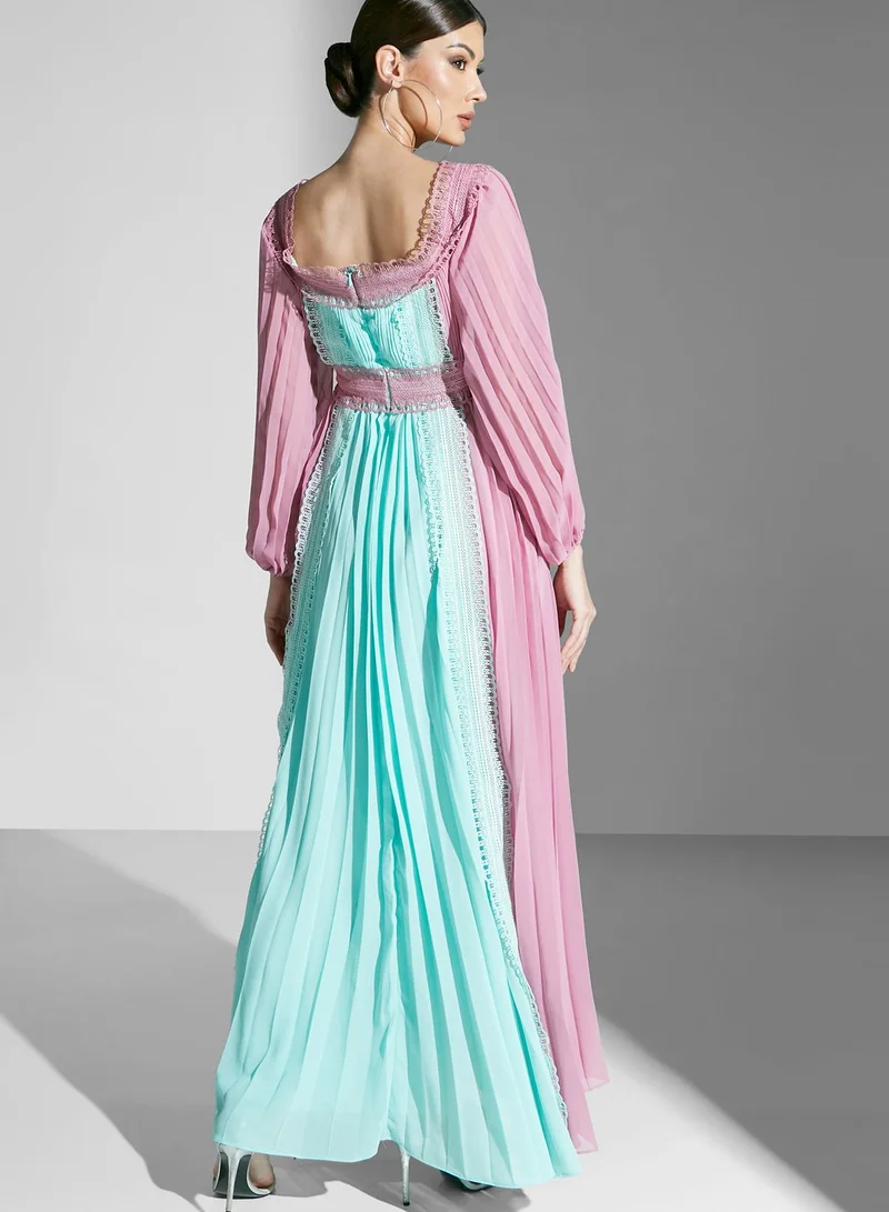True Decadence Color Block Bardot Dress