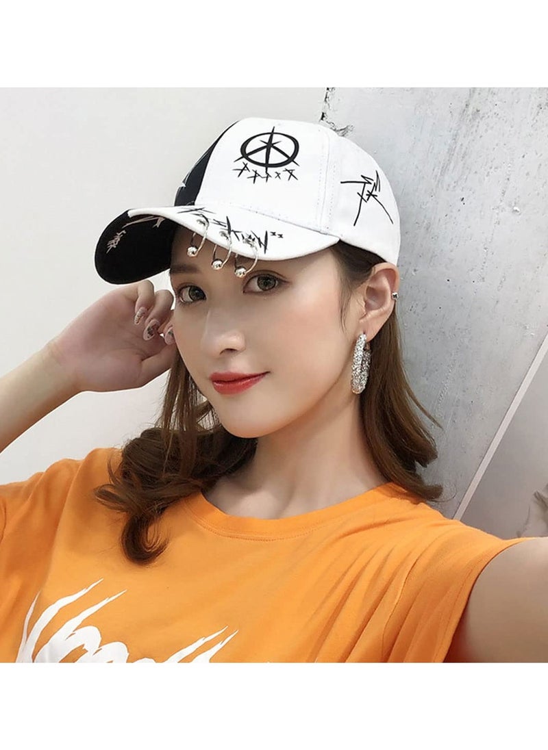SYOSI Unisex Graffiti Baseball Cap, K-pop Boys Outdoor Snapback Hat, Black White Hiphop Hat, Trucker hat for unisex, Adjustable Size for Running Workouts and Outdoor Activities All Seasons  - Image 5