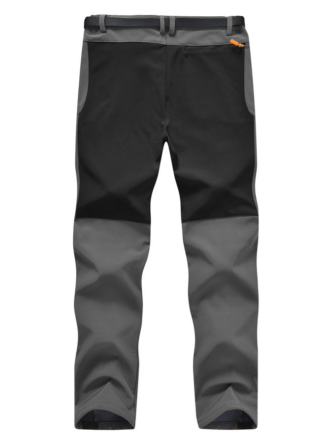 TBMPOY Men's Snow Ski Hiking Pants Waterproof Fleece Lined Pants Outdoor Mountain Softshell with Belt 02 Thick Steel Grey M - Image 3