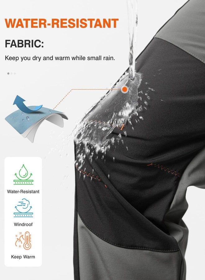 TBMPOY Men's Snow Ski Hiking Pants Waterproof Fleece Lined Pants Outdoor Mountain Softshell with Belt 02 Thick Steel Grey M - Image 5