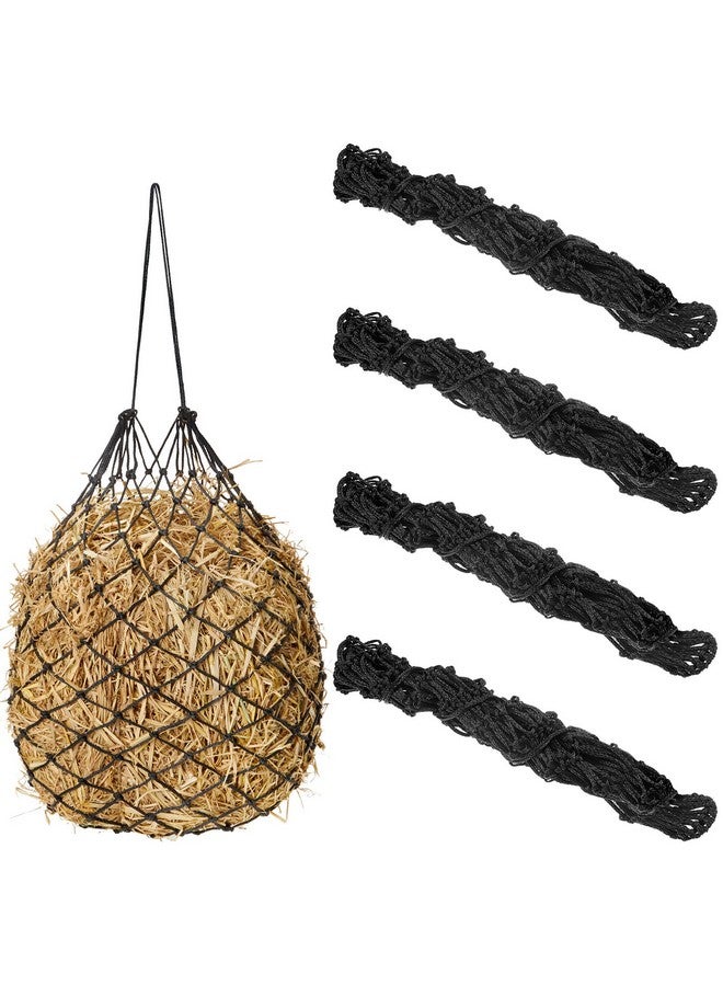 Fabbay 4 Pcs Slow Feed Hay Net Feeder Hay Bag for Horses Slow Feeder 40 Inch Length with 2 Inch Holes Hanging Horse Feed Net for Goat Cattle Equine Stalls Barn Supplies(Black) - Image 1