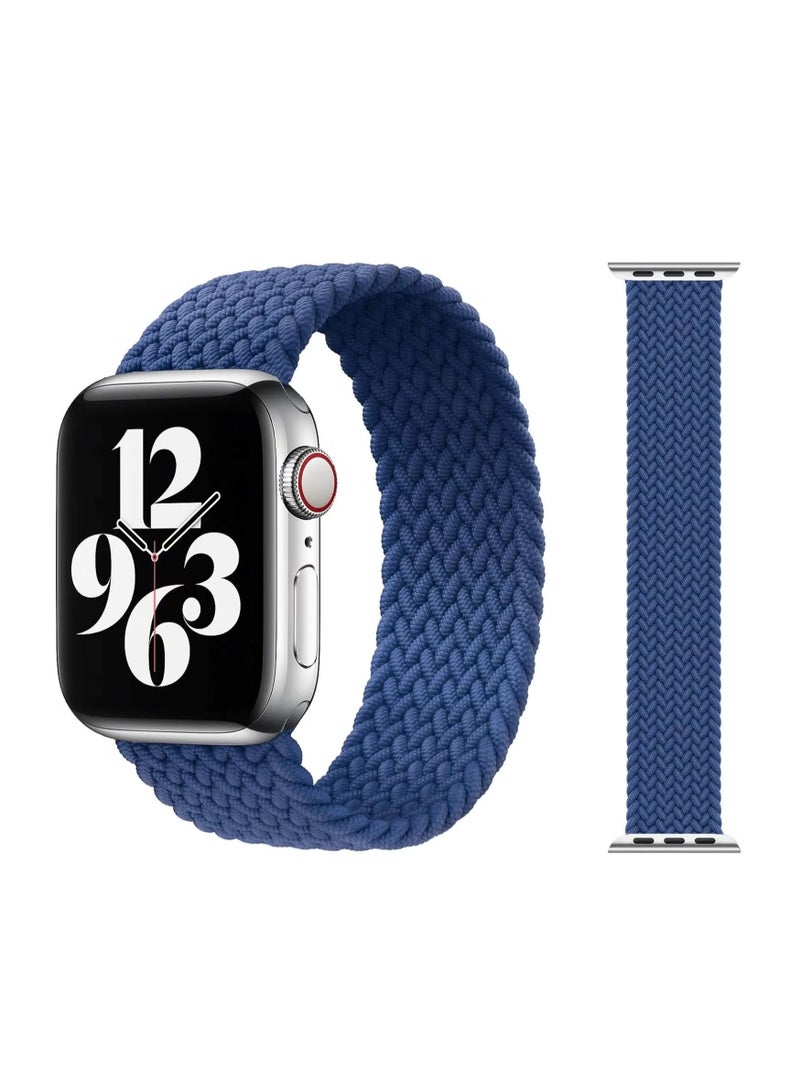 Braided Solo Loop Stretchy Strap Compatible With Apple Watch Band SE 38/40/41mm iWatch Series 7/6/5/4/3/2/1 Blue - Image 1