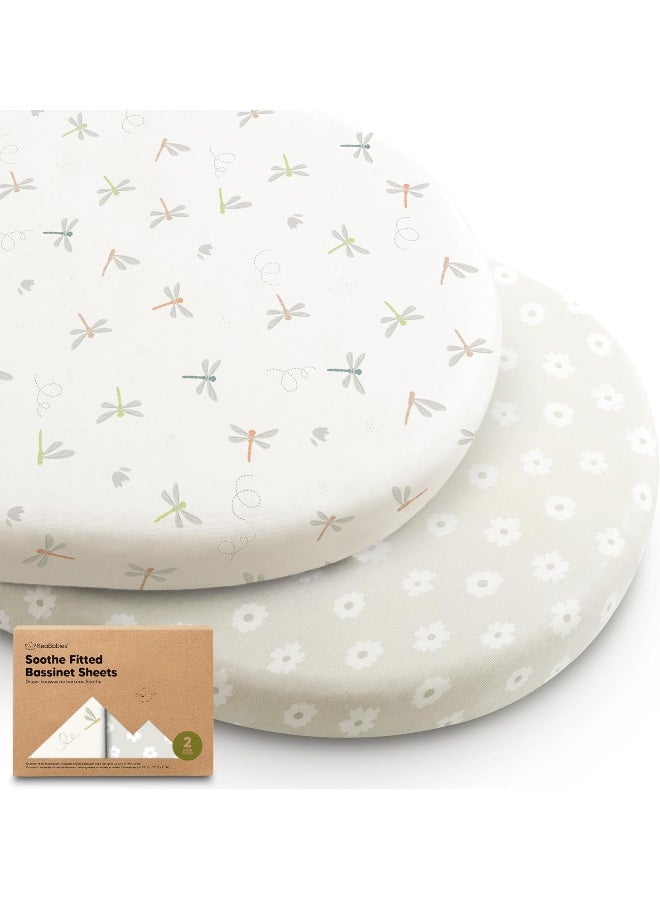 KeaBabies 2-Pack Organic Bassinet Sheets for Girls, Boys - 100% Cotton Bassinet Mattress Sheets Compatible with Halo Bassinest Swivel Sleeper, Graco, Baby Delight, Chicco, Unisex Fitted Bassinet Sheets (Meadow) - Image 1