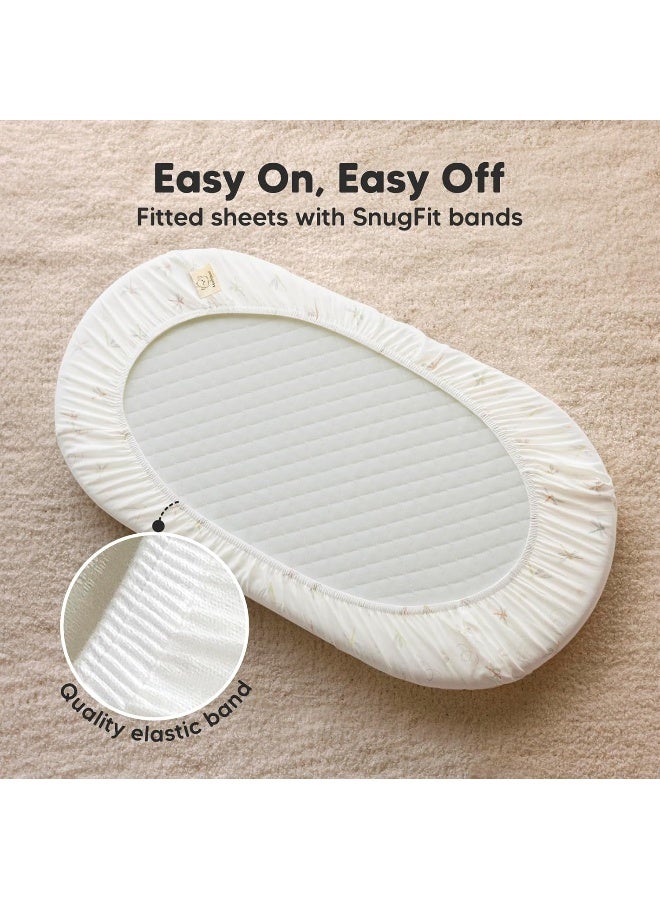 KeaBabies 2-Pack Organic Bassinet Sheets for Girls, Boys - 100% Cotton Bassinet Mattress Sheets Compatible with Halo Bassinest Swivel Sleeper, Graco, Baby Delight, Chicco, Unisex Fitted Bassinet Sheets (Meadow) - Image 5