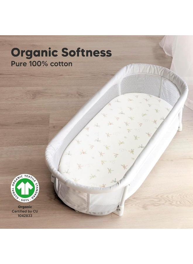 KeaBabies 2-Pack Organic Bassinet Sheets for Girls, Boys - 100% Cotton Bassinet Mattress Sheets Compatible with Halo Bassinest Swivel Sleeper, Graco, Baby Delight, Chicco, Unisex Fitted Bassinet Sheets (Meadow) - Image 2
