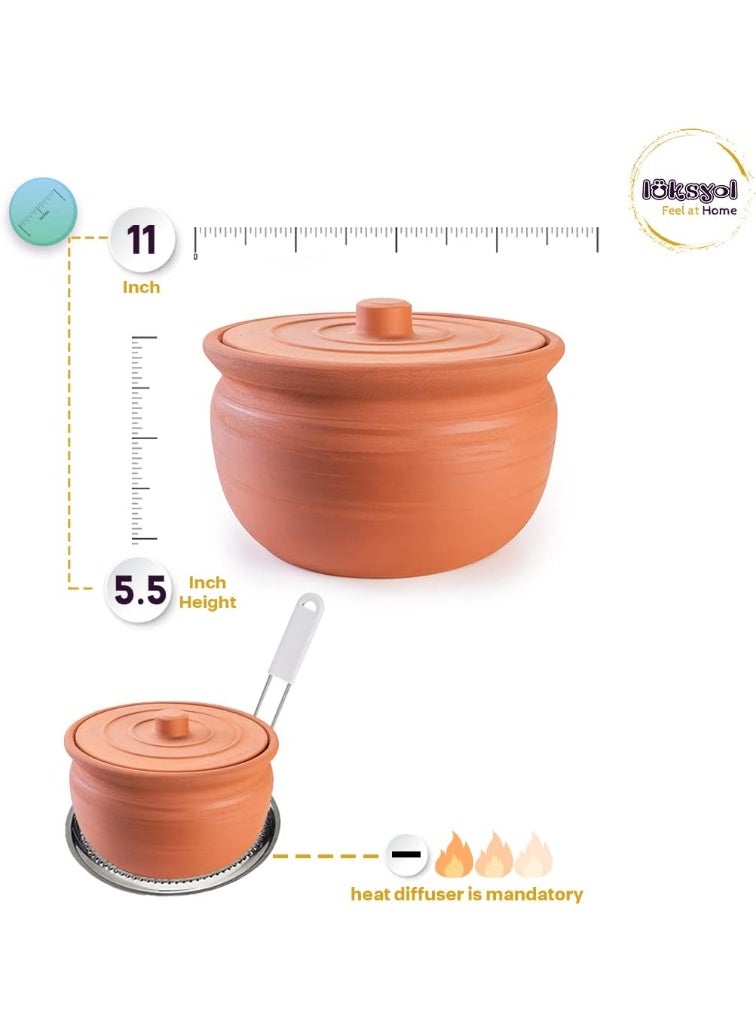 luksYol LuksYol Handmade Clay Cooking Pot – Turkish Natural Clay Pot for Healthy & Eco‑Friendly Cooking – Oven, Microwave & Dishwasher Safe – Available in Natural, Blue, Brown, Black, Green, Turquoise – Sizes: D20×L9 cm, D24×L12 cm, D27×L14 cm, D31×L16 cm – Ideal for soups, stews, casseroles, side dishes, appetizers, and family meals – Crafted in Turkey using traditional artisan techniques with 100% natural, BPA‑free clay – Chemical‑free, sturdy, heat‑retaining, chip‑resistant – Perfect gift for weddings, housewarmings, or eco‑conscious cooks – Enhances flavor, warmth, and presentation, stylishly integrating into modern or rustic kitchens – LuksYol premium heritage cookware – durable, sustainable, food‑safe, beautiful colors, healthy cooking upgrade  - Image 2