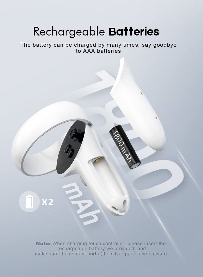 Magnetic Charging Dock for Oculus Quest 2 / Meta Quest 2 with LED Indicator, Includes 2 Rechargeable Batteries and Type-C Charger Cable for VR Headset and Touch Controllers.  - Image 5