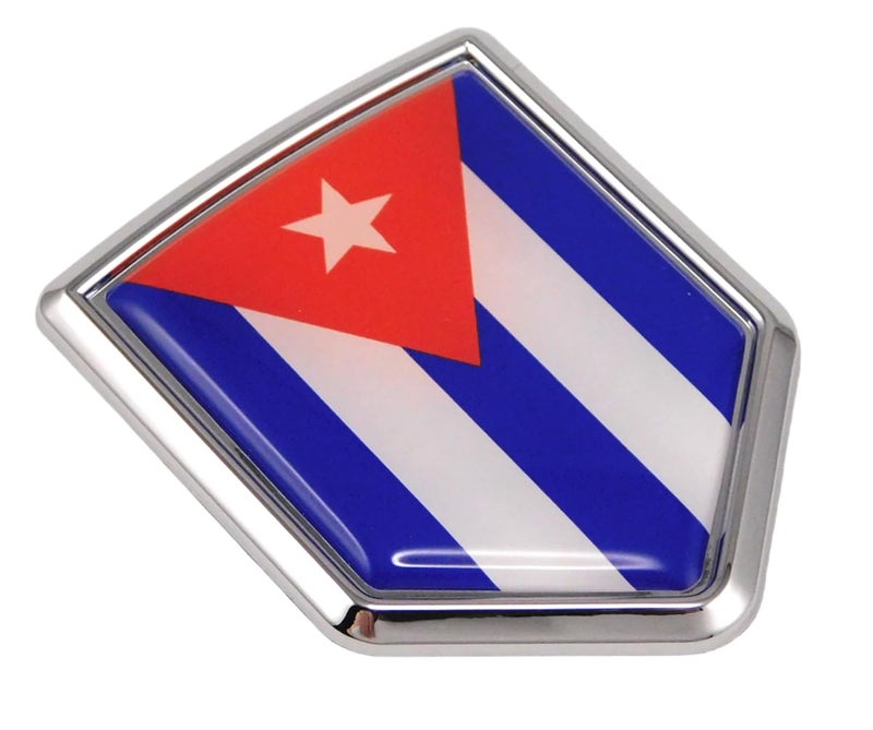 Cuba Cuban Flag Decal Car Chrome Emblem Sticker 3D Decal by Car Chrome Decals Shield Shape