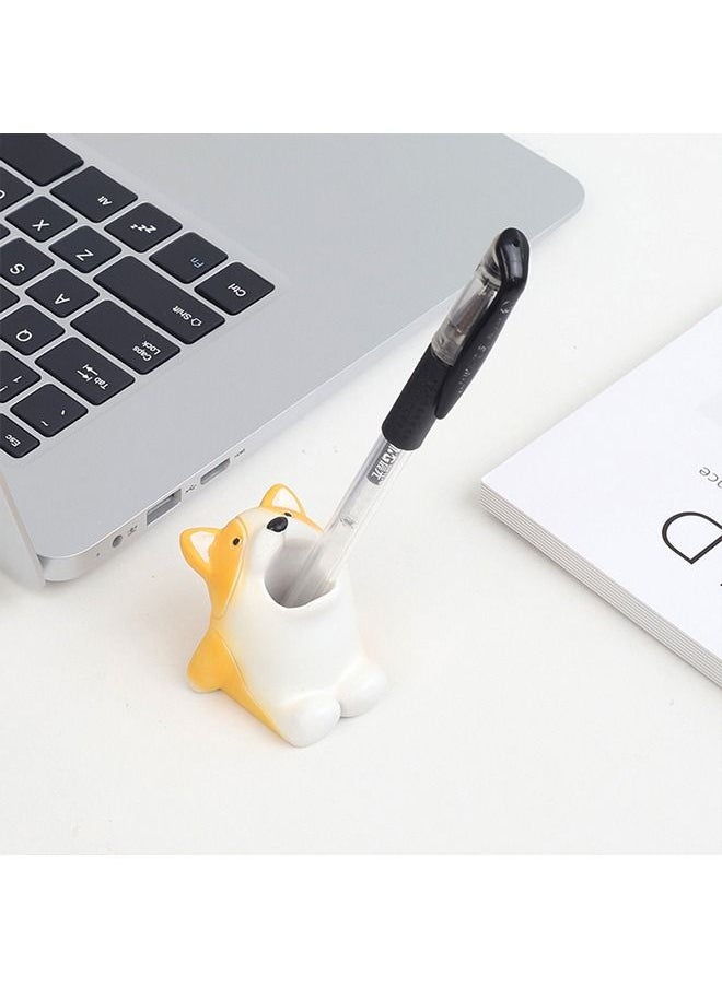 Generic - 4Pcs Mini Cartoon Animal Toothbrush Holder, Resin Pen Pencil Holder, Bathroom Multifunctional Storage Organization(1 Corgi,1 Shark,1 Hippo,1 Duck) - Image 1