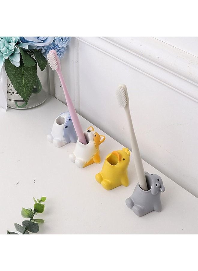 Generic - 4Pcs Mini Cartoon Animal Toothbrush Holder, Resin Pen Pencil Holder, Bathroom Multifunctional Storage Organization(1 Corgi,1 Shark,1 Hippo,1 Duck) - Image 1
