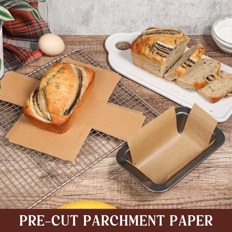 Webake 200Pcs Unbleached Parchment Paper Mini Loaf Pan Liners for 6x3 Small Banana Bread Pan, Original Precut, Non Toxic Baking Paper - Image 2
