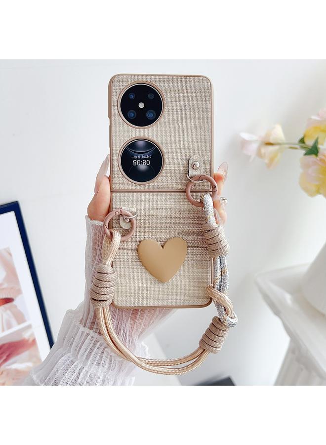 زبون جراب لهاتف Huawei Pocket 2 مصنوع من الجلد الصناعي بلون وهمي مع حزام ملون - Image 2