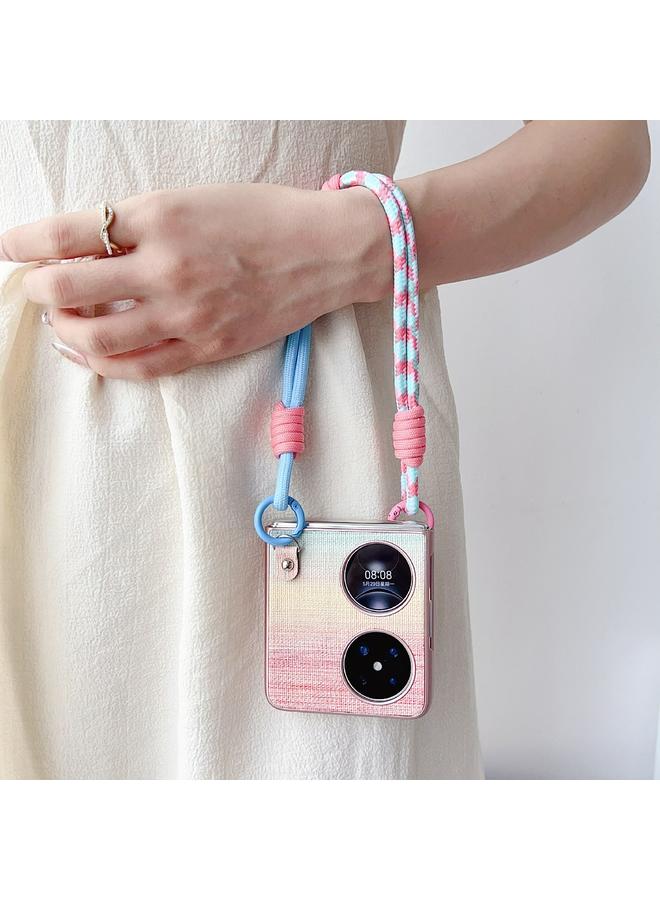 زبون جراب لهاتف Huawei Pocket 2 مصنوع من الجلد الصناعي بلون وهمي مع حزام ملون - Image 4