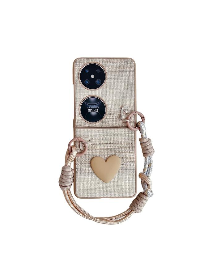 زبون جراب لهاتف Huawei Pocket 2 مصنوع من الجلد الصناعي بلون وهمي مع حزام ملون - Image 1