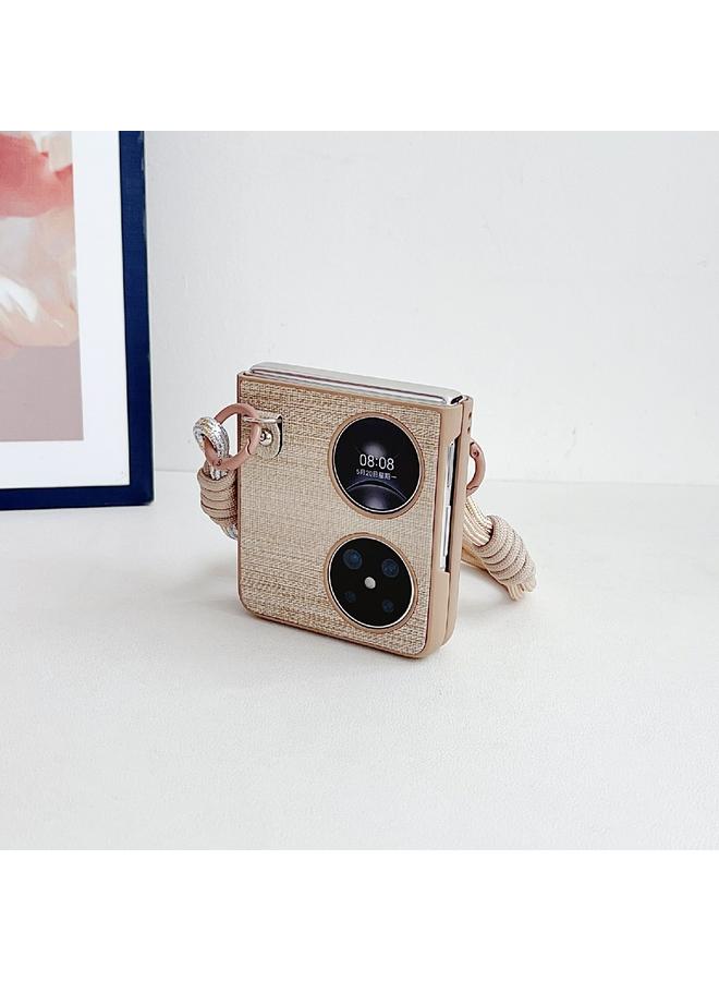 زبون جراب لهاتف Huawei Pocket 2 مصنوع من الجلد الصناعي بلون وهمي مع حزام ملون - Image 3