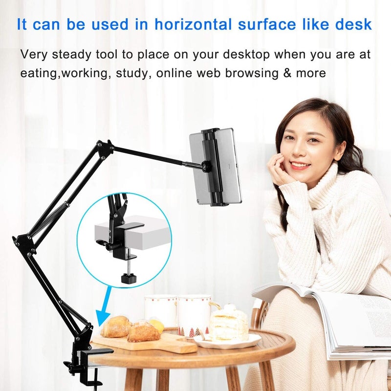 SAMHOUSING Tablet Stand Adjustable,Foldable Tablet Stand for Bed, Aluminum Universal Flexible Tablet Holder with 360 Degree Rotation for iPad/iPhoneX/iPad Pro/N-Switch,or Other 4.5~12.9 Inches Devices (Black) - Image 2