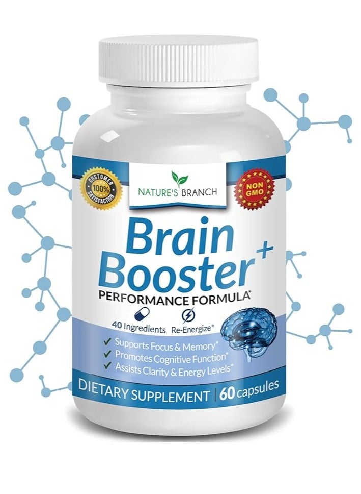 Nature's Branch Brain Booster Supplement For Focus, Memory, Clarity, Energy 60 Caps