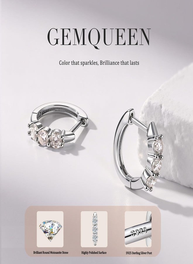 GEMQUEEN أقراط حلقية من المويسانايت من جيم كوين: أقراط مطلية بالذهب الأبيض عيار 18 قيراطًا من الفضة الإسترليني عيار 925، مضادة للحساسية، صغيرة الحجم، مناسبة للنساء والرجال، قطع دائري متعدد الألوان، نقاء VVS1، فضة إسترليني، مويسانيت - Image 2