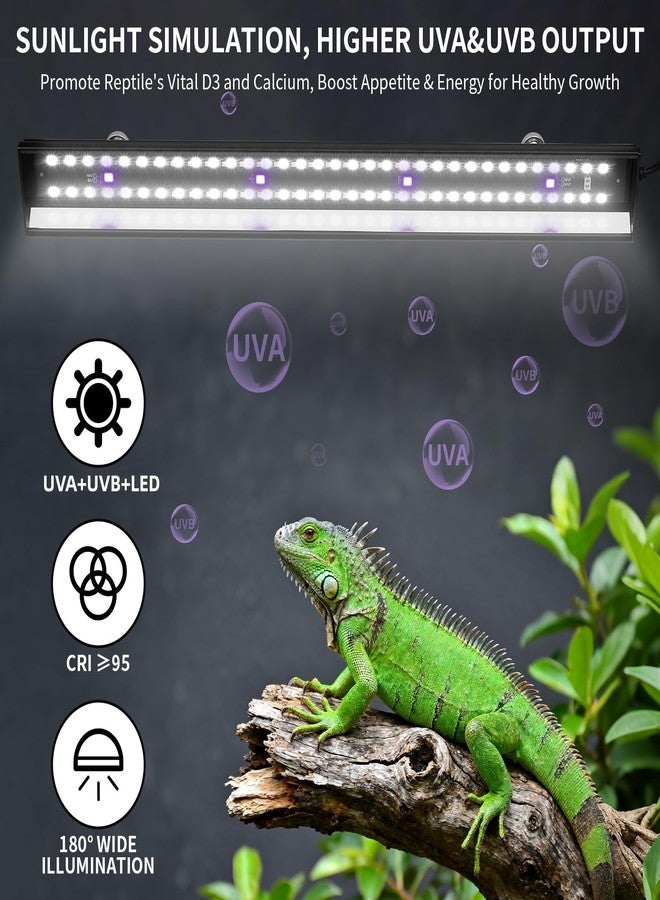 Zingbabu LED UVB Light for Reptiles, 16 inch UVA UVB Reptile Light Fixture with 4 Auto Ferguson Zone Modes & Dimming, 15W Aluminum Smart Habitat Lamp for Bearded Dragons, Turtles, Snakes, Leopard Geckos - Image 2