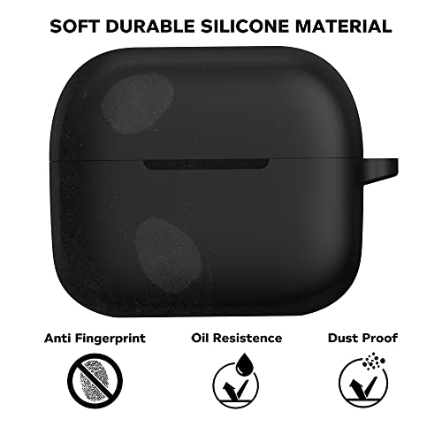 Sounce Earphone Case Cover Compatible with Boat Airdopes 163 / Airdopes 161, Soft Silicone Skin Case Cover Shock-Absorbing Protective Case with Keychain [Front LED Visible] – (Black) - Image 5