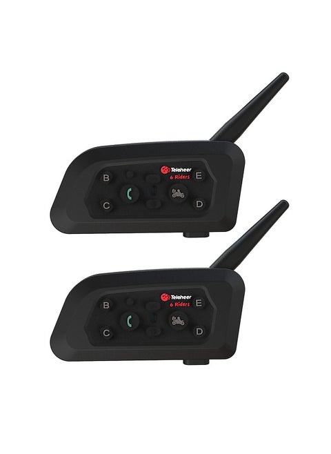 Teleheer V6 Motorcycle Helmet Bluetooth 5.1 Headset,Intercom Communication System Full Duplex Riding Real-Time Bluetooth Intercom Waterproof&Wind-proof 2Pcs Black