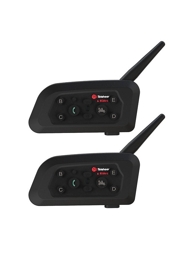 Generic - Teleheer V6 Motorcycle Helmet Bluetooth 5.1 Headset,Intercom Communication System Full Duplex Riding Real-Time Bluetooth Intercom Waterproof&Wind-proof 2Pcs Black - Image 1