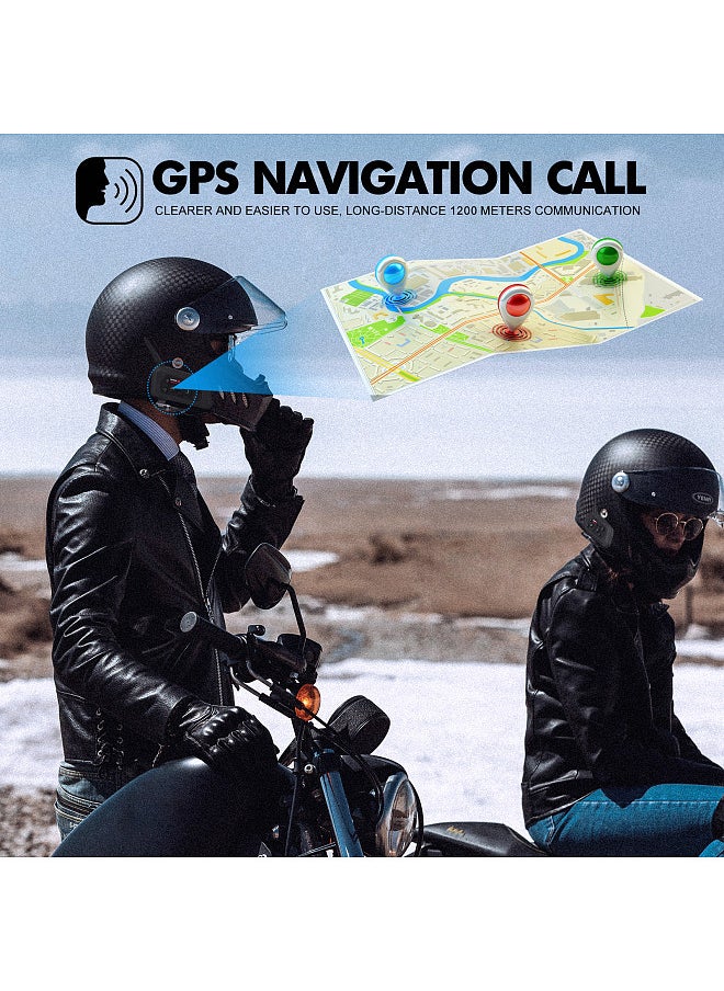 Generic - Teleheer V6 Motorcycle Helmet Bluetooth 5.1 Headset,Intercom Communication System Full Duplex Riding Real-Time Bluetooth Intercom Waterproof&Wind-proof 2Pcs Black - Image 1