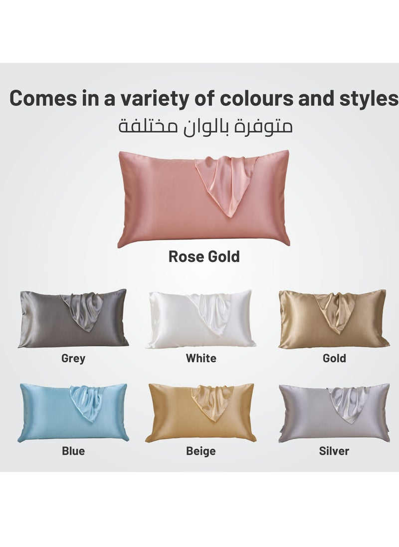 Donetella - Satin Pillowcases 2-Pcs Soft And Silky Pillow Cover For Hair And Skin Care With Envelope Closure (Without Pillow Insert),Rose Gold - Image 1