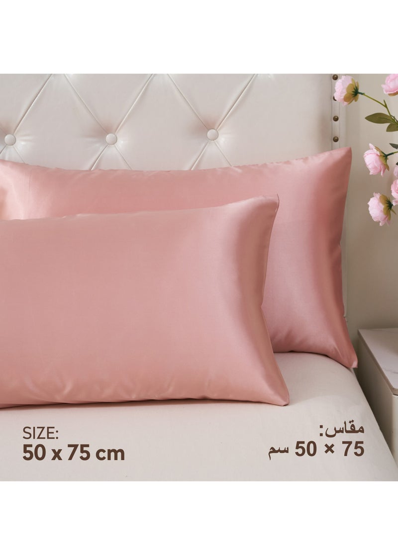 Donetella - Satin Pillowcases 2-Pcs Soft And Silky Pillow Cover For Hair And Skin Care With Envelope Closure (Without Pillow Insert),Rose Gold - Image 1