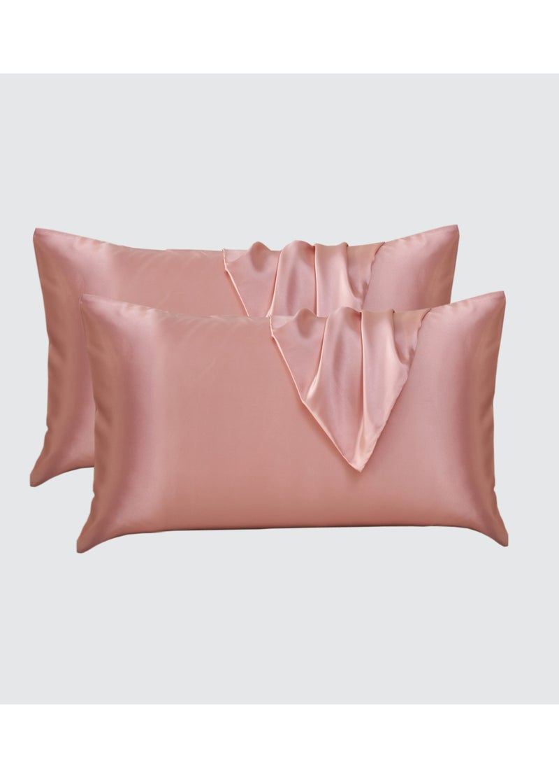 Donetella - Satin Pillowcases 2-Pcs Soft And Silky Pillow Cover For Hair And Skin Care With Envelope Closure (Without Pillow Insert),Rose Gold - Image 1