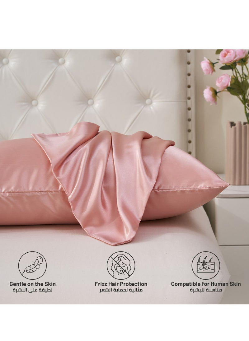 Donetella - Satin Pillowcases 2-Pcs Soft And Silky Pillow Cover For Hair And Skin Care With Envelope Closure (Without Pillow Insert),Rose Gold - Image 1