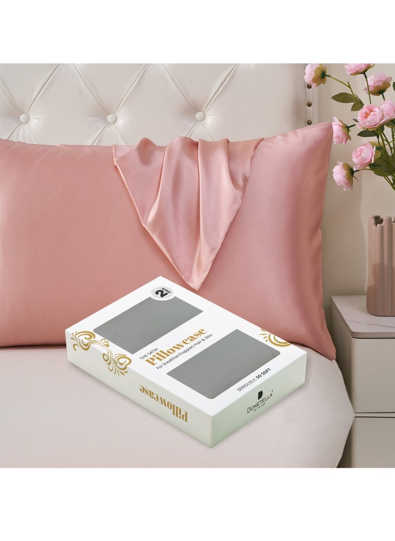 Donetella - Satin Pillowcases 2-Pcs Soft And Silky Pillow Cover For Hair And Skin Care With Envelope Closure (Without Pillow Insert),Rose Gold - Image 1