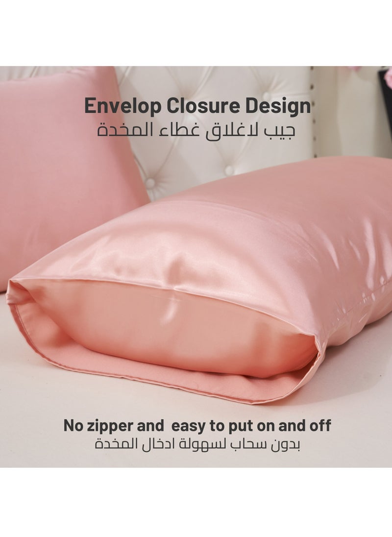Donetella - Satin Pillowcases 2-Pcs Soft And Silky Pillow Cover For Hair And Skin Care With Envelope Closure (Without Pillow Insert),Rose Gold - Image 1