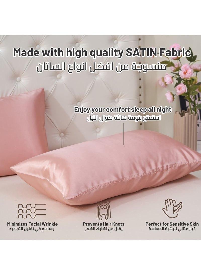 Donetella - Satin Pillowcases 2-Pcs Soft And Silky Pillow Cover For Hair And Skin Care With Envelope Closure (Without Pillow Insert),Rose Gold - Image 1
