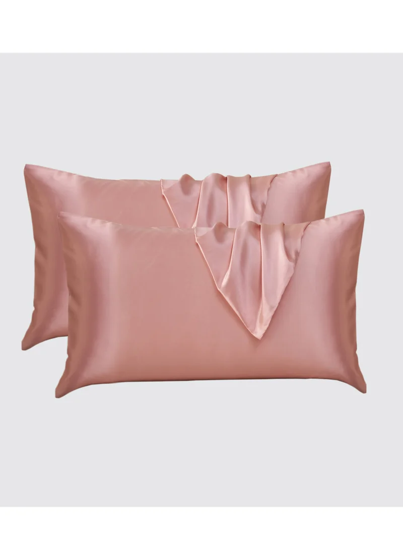 Donetella Satin Pillowcases 2-Pcs Soft And Silky Pillow Cover For Hair And Skin Care With Envelope Closure (Without Pillow Insert),Rose Gold