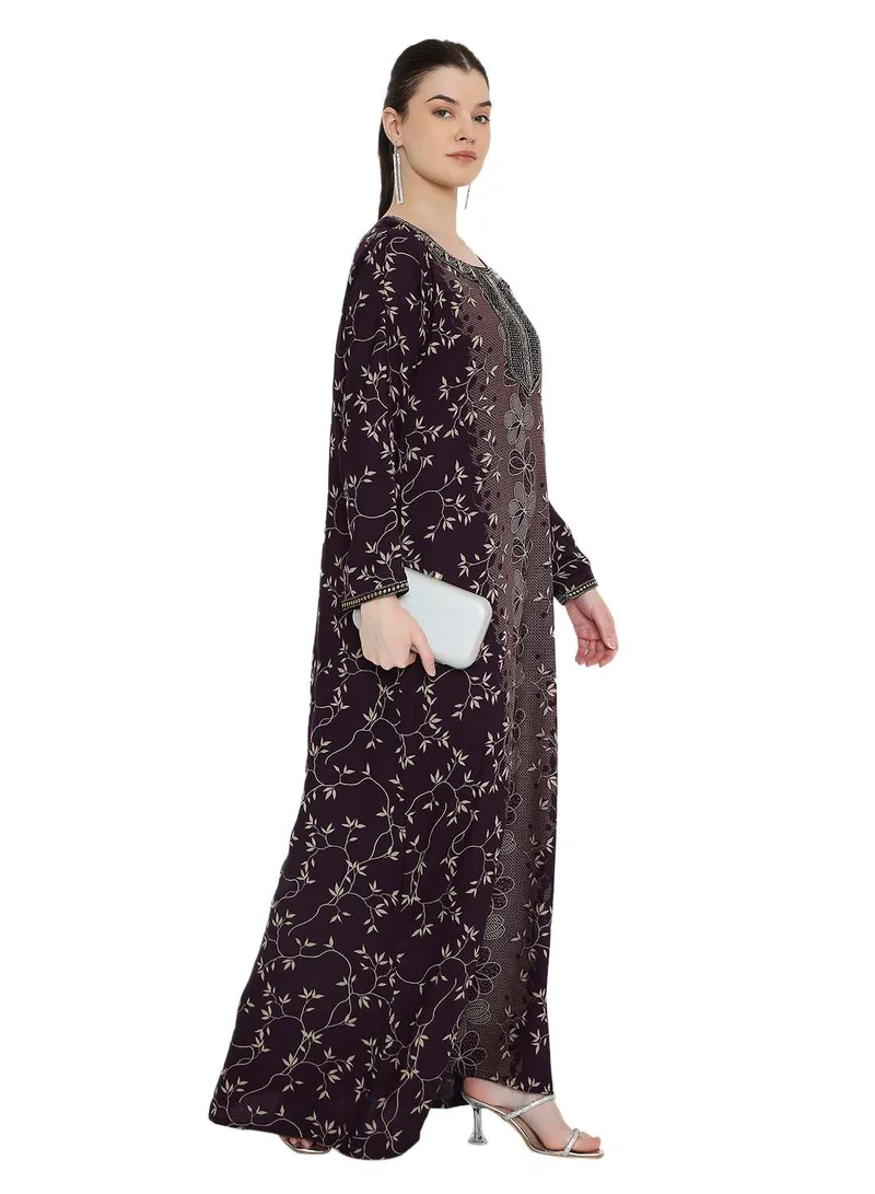 هانا آند سارا elegant long arabic kaftan jalabia dress with suttle unique design
