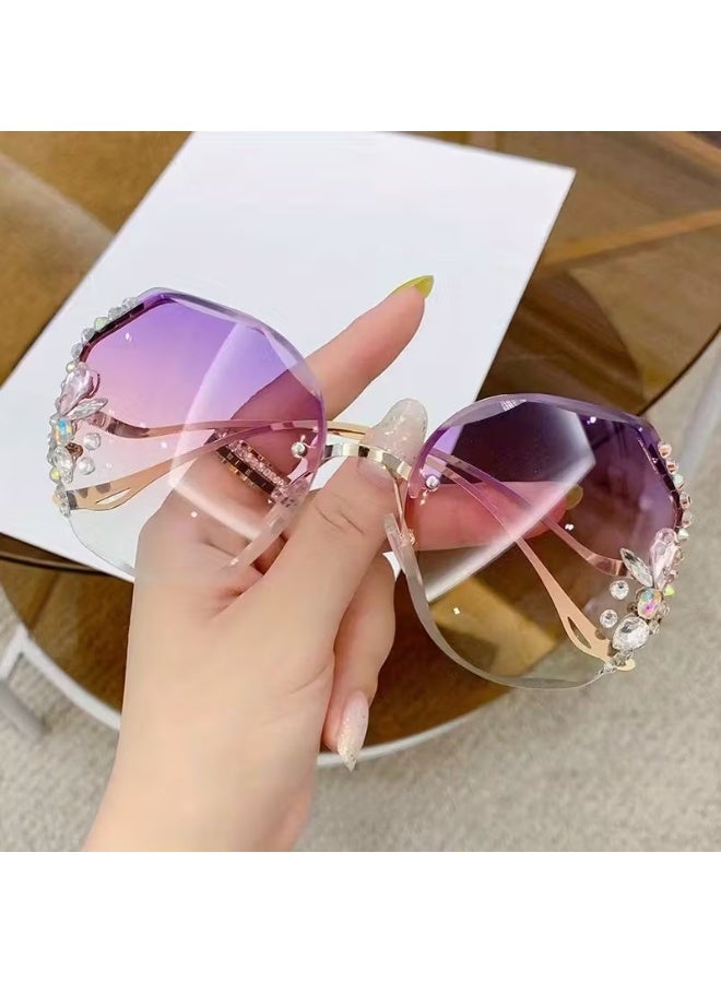 SCENT HOUSE Rimless Rhinestone Fashion | 1pc (Includes eyeglass case),sunglasses - Image 2