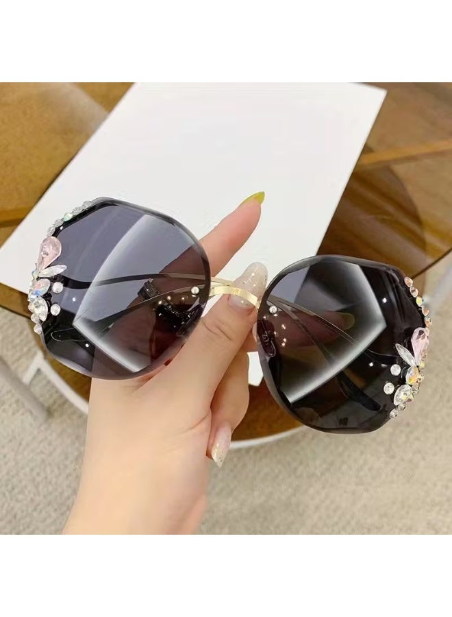 SCENT HOUSE Rimless Rhinestone Fashion | 1pc (Includes eyeglass case),sunglasses - Image 1