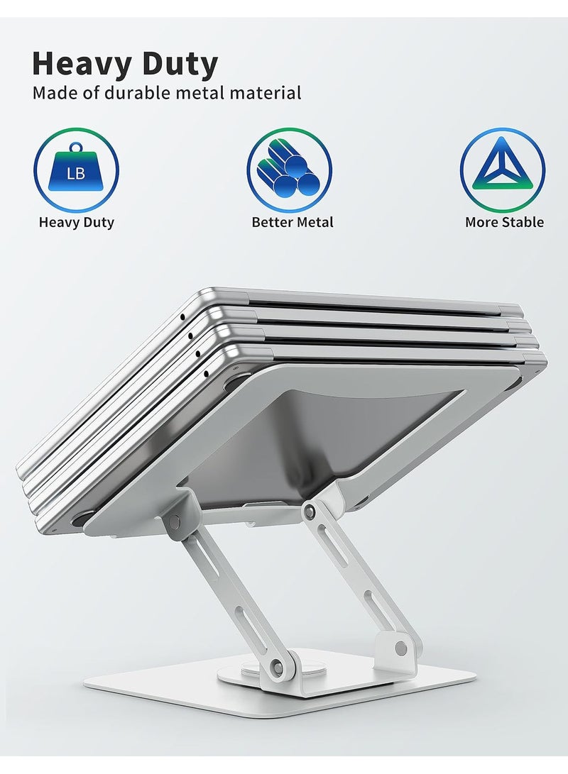 Hihonor Laptop Stand with 360° Rotating Base, Ergonomic Computer Riser for Desk, Adjustable Height Multi-Angle, Foldable Laptop Mount, Stable Metal Holder Support 10-15.6" Notebook PC, White  - Image 5