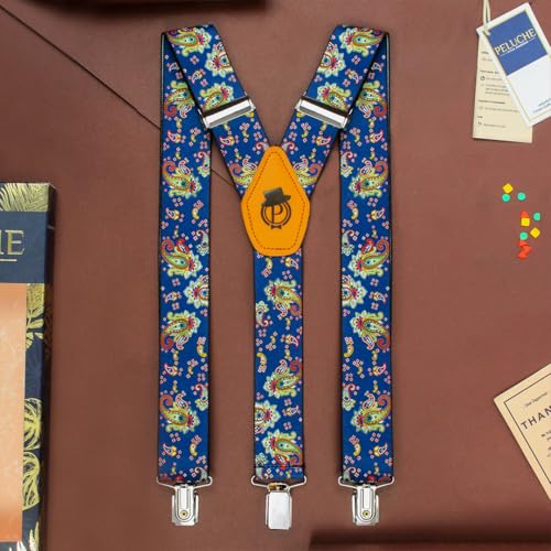 PELUCHE STYLE EVERMORE Peluche Men's Floral Cut Blue Colour Suspender (3.5Cm Strap Width Elastic) - Image 2