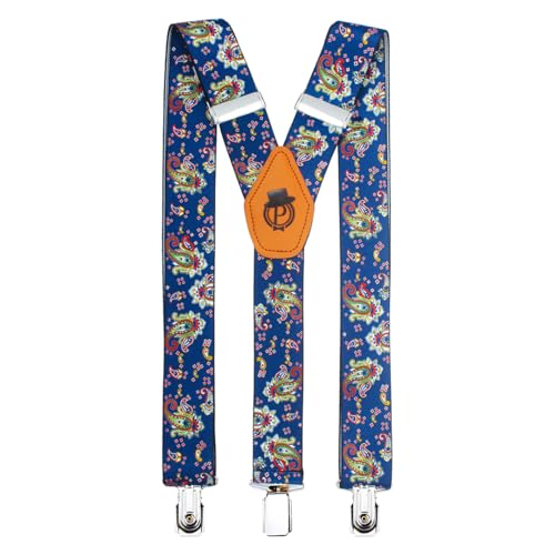 PELUCHE STYLE EVERMORE Peluche Men's Floral Cut Blue Colour Suspender (3.5Cm Strap Width Elastic) - Image 1