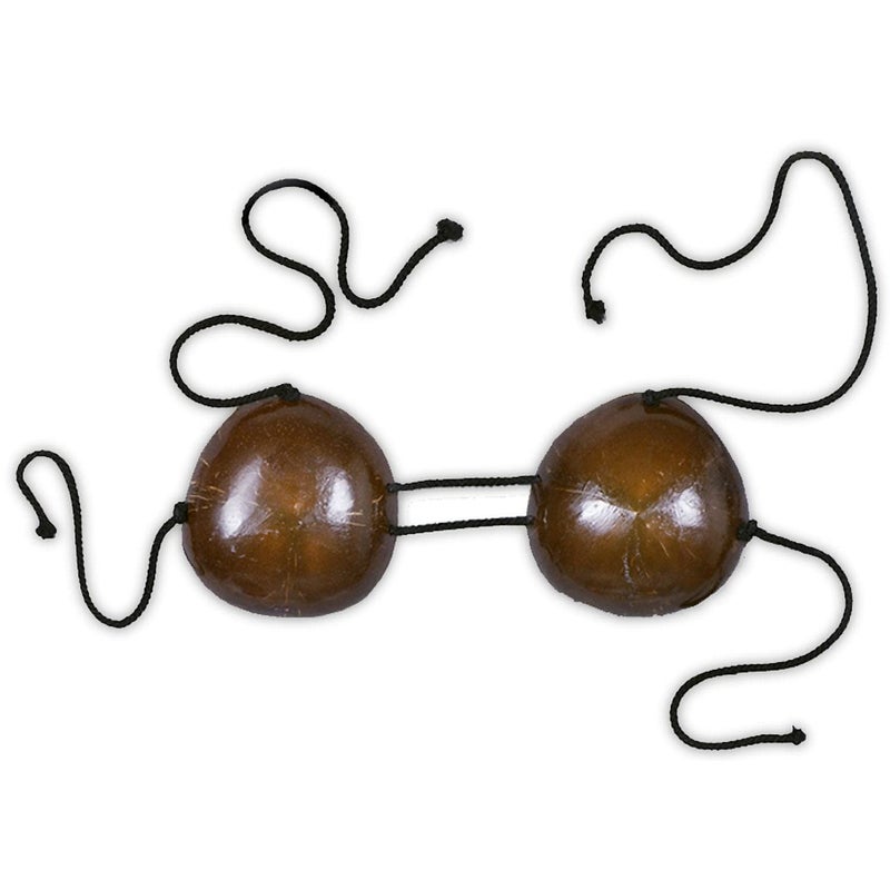 Beistle بيستل قمة بيكيني جوز الهند قابلة للتعديل إكسسوار زي بني مع أربطة مربوطة إكسسوارات حفلات هاواي زي لواء للتجمعات الشاطئية 19