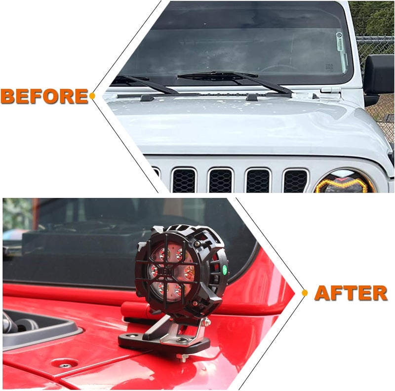 حامل ضوء JL أسود، أقواس تثبيت كوبل لأضواء المكعبات على عمود A، متوافقة مع Wrangler JL و Unlimited JL 2018-2024 - Image 4