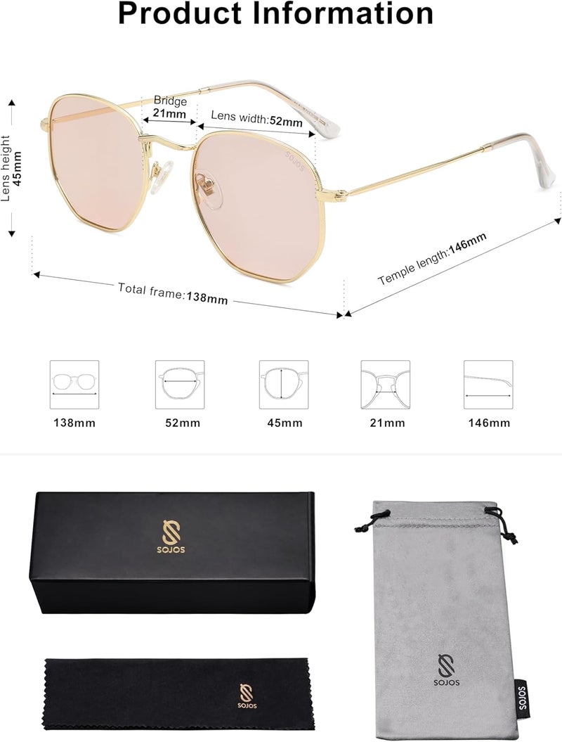 Sojos Square Polarized Sunglasses for Women Men Small Hexagonal Polygon Mirrored Lens SJ1072 - Image 5