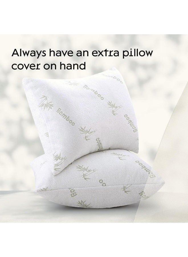 2 Pack Waterproof Bamboo Pillow Protectors Standard 20x26 Inches  - Image 3