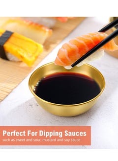 Y&D 4pcs Stainless Steel Dip Bowls Round Seasoning Dishes Sushi Dipping Bowl Saucers Mini Appetizer Plates Dish Saucer (Gold)  - Image 3