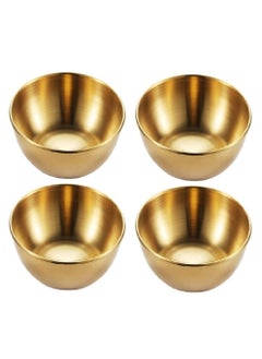 Y&D 4pcs Stainless Steel Dip Bowls Round Seasoning Dishes Sushi Dipping Bowl Saucers Mini Appetizer Plates Dish Saucer (Gold)  - Image 1